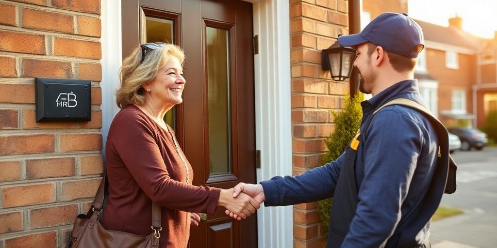 Satisfied customer greeting UK Reactive maintenance engineer